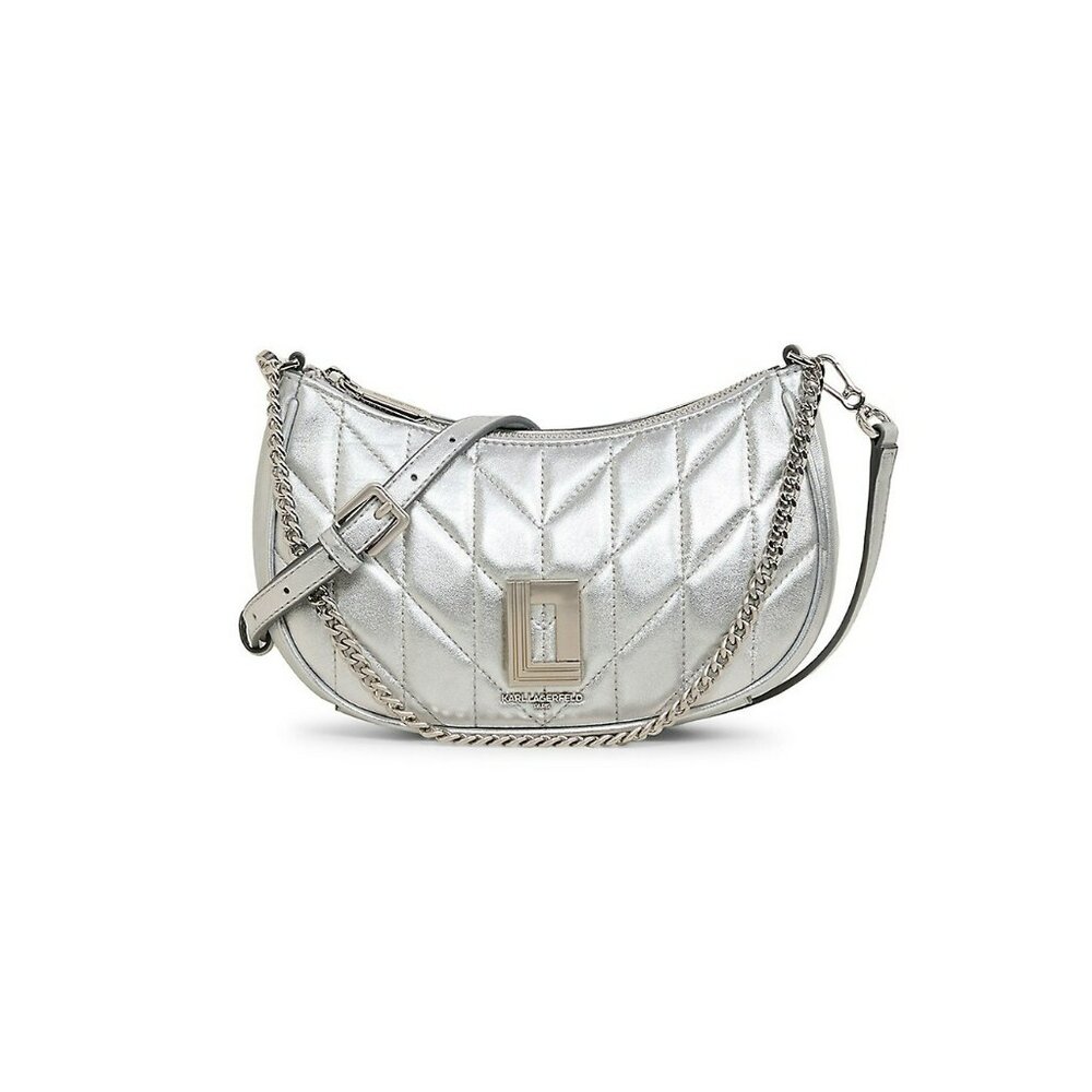 Karl Lagerfeld Lafayette Quilted Demi Crossbody Bag Bag With Chain Strap & Adjus